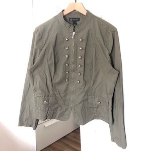 cotton : army green zipper light statement jacket